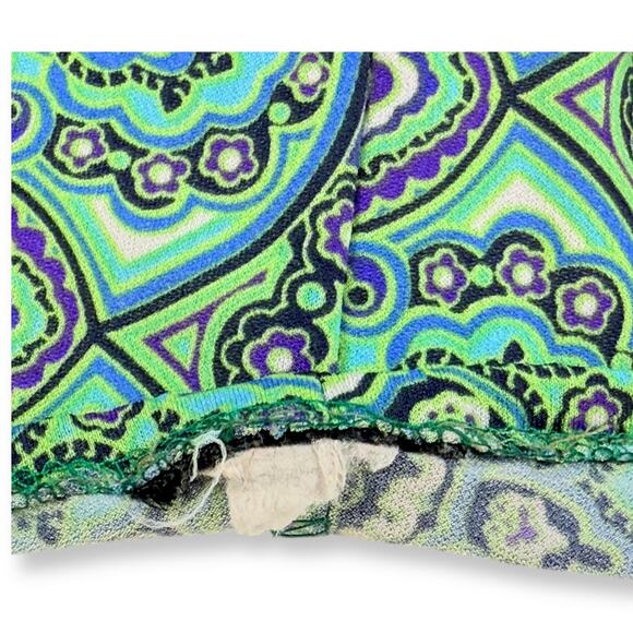 Y2K Babydoll Vintage Blue Green Medallion Phoebe Buffay Midi Slip 90s Dress L/XL - Picture 6 of 6